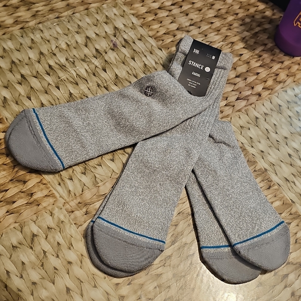 Stance Heather Gray Casual Socks with Blue Accents